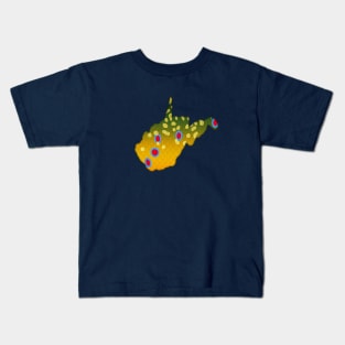 Fish West Virginia Brook Trout Colorful Fishing State Map Art Kids T-Shirt